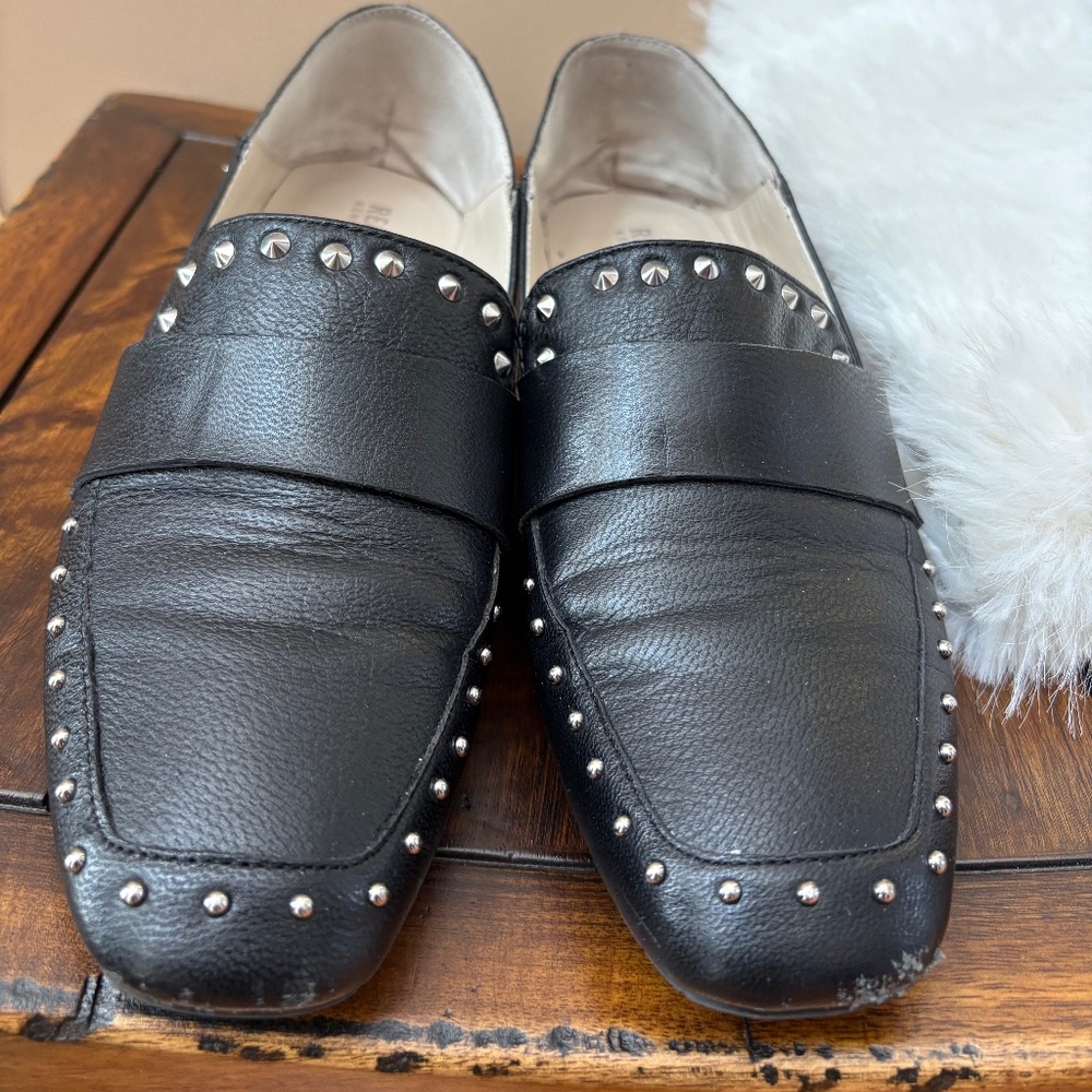 Kenneth Cole Black Studded Leather Loafers